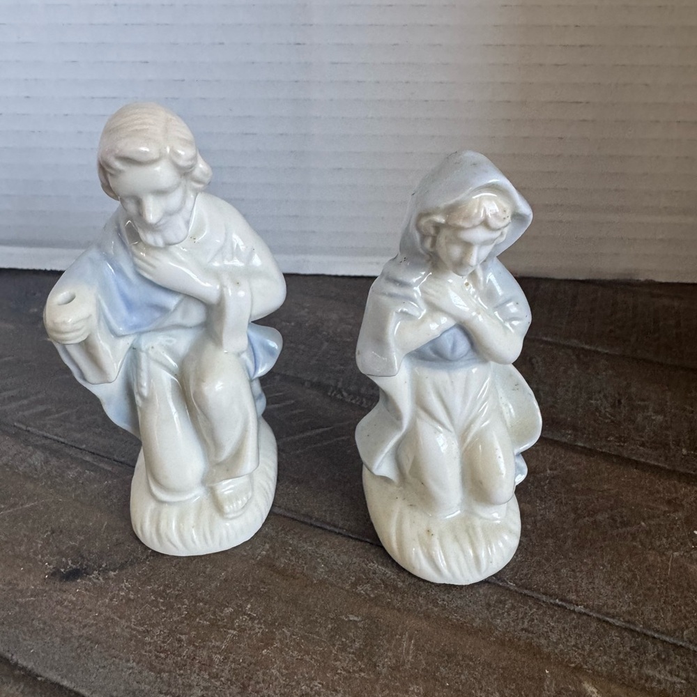Lefton White and Blue Porcelain Figurines
